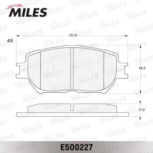 Колодки тормозные передние (Смесь CERAMIC серия PRO) TOYOTA CAMRY (_V30_) 2.4/3. E500227 MILES