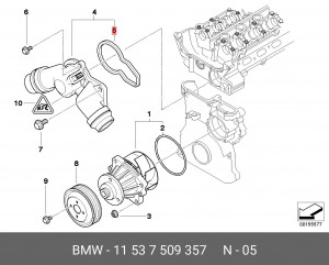 прокладка термостата!\ BMW E46/E39/E60/E61/E38/Z3/Z4 All 11 53 7 509 357 BMW