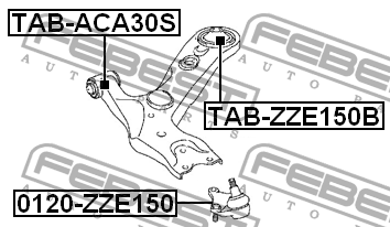 Сайлентблок рычага задний TOYOTA RAV4 ACA3#/GSA3# 2005-2013 TAB-ZZE150B TAB-ZZE150B FEBEST