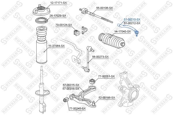 наконечник рулевой левый!\ Honda Pilot 3.5 V6 03> 51-00210-SX STELLOX