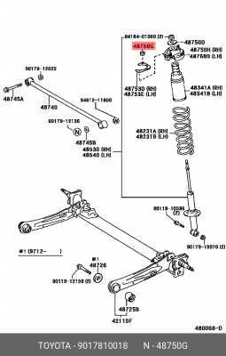 гайка крепления верхней опоры амортизатора!\ Toyota 90178-10018 TOYOTA