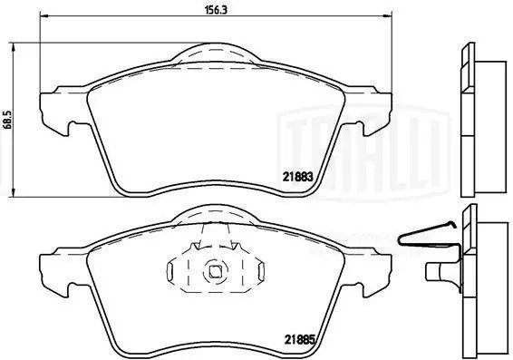 Колодки торм. VW Transporter T4 (90-) диск. перед. 156.3мм (без датчика) (PF 183 PF1836 TRIALLI