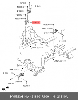 Опора двигателя HYUNDAI Solaris (11-) (1.6) правая OE 218101R100 HYUNDAI KIA