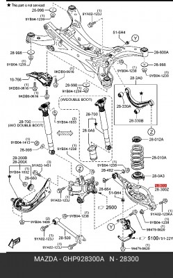 Рычаг подвески MAZDA 6 передней нижний правый OE GHP928300A MAZDA