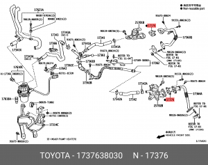 прокладка возд. трубки!\ Toyota Land Cruiser/Sequoia/Tundra 17376-38030 TOYOTA