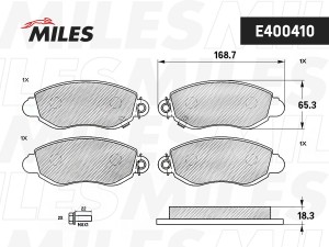 Колодки тормозные передние (без датчика + болты) (Смесь Low-Metallic) FORD TRANS E400410 MILES