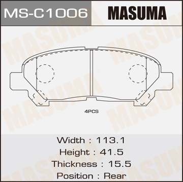 колодки дисковые!\ задние \ Toyota MSC1006 MASUMA