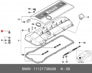 11121738608 Колпачковая гайка !M6 \BMW 3' E36, E46, 5' E34, E39, E60, E61, 7' E3 11 12 1 738 608 BMW