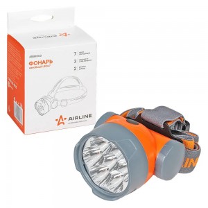 Фонарь налобный "AIRLINE" (LEDx7, на батарейках, большой) AEBK003 AIRLINE