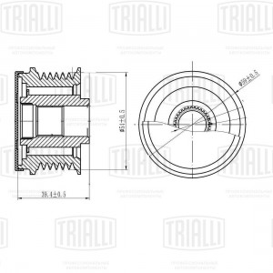 Ролик привод. ремня Opel Astra H (04-) 1.2i/1.3d/1.4i (обгонная муфта) (CM 6767) CM 6767 TRIALLI