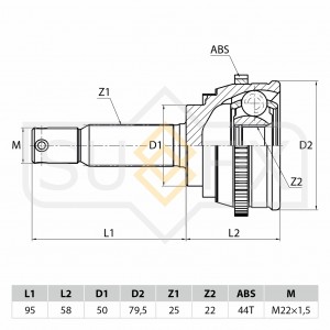ШРУС наружный HYUNDAI Verna 1.5 99 ST-1029 ST-1029 SUFIX