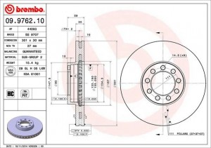 09.9762.10 диск тормозной передний!\ Iveco Daily III 35С18/40С15-18/65C15-18 3.0 09.9762.10 BREMBO