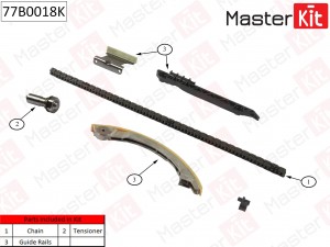 Комплект цепи ГРМ OPEL Vectra C 2.2i 16V Z22SE 02- без звездочек 77B0018K 77B0018K MASTER KIT