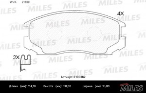 Колодки тормозные передние (без датчика) (Смесь Semi-Metallic) MITSUBISHI COLT/L E100362 MILES