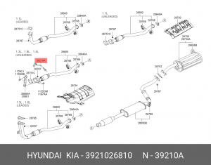Датчик кислорода HYUNDAI Getz (05-) (на прием.трубе) OE 3921026810 HYUNDAI KIA