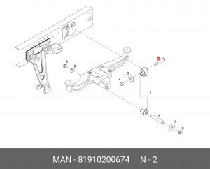 Болт амортизатора M20*144*170/M16*1,5 MAN F/M2000/TGA/TGS/TGX 81910200674 MAN