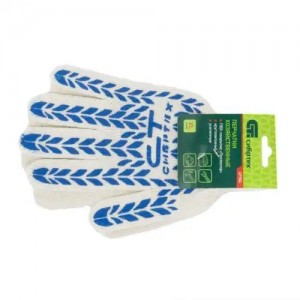 Перчатки х/б 6-и нит. 7 класс ПВХ протектор белая СИБРТЕХ 67704 SIBRTEC