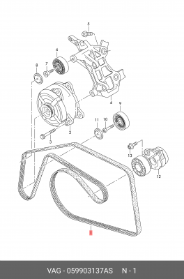 Ремень поликлиновый 6PK2460 Audi A4/A6/A8/V8 VAG 059903137AS 059 903 137 AS VAG