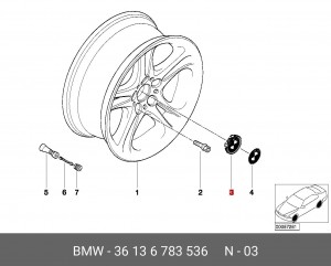 BMW с хром.окант. 36 13 6 783 536 BMW