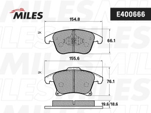 Колодки тормозные передние (Смесь Low-Metallic) FORD MONDEO 15-/S-MAX 15- (TRW G E400666 MILES