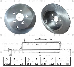 диск тормозной задний! 269x9\ Toyota Celica 1.5 03-09/Prius 1.8 16V 99-05 BS0666 BLITZ