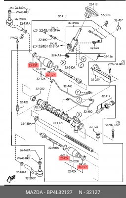 Хомут MAZDA 3 (03-) пыльника рейки рулевой OE BP4L-32-127 MAZDA