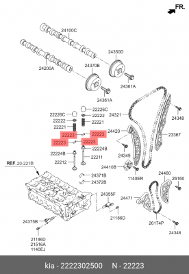 Сухарь клапана HYUNDAI Solaris (11-),ix35 (10-) OE 2222302500 HYUNDAI KIA