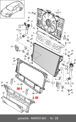 N90951401, Саморез с внутренним N 909 514 01 VAG
