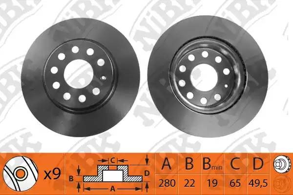 Диск тормозной AUDI A3 03-/SKODA OCTAVIA/VW GOLF V/VI/JETTA III передний D280мм  RN1179 NIBK