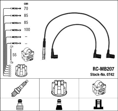 RC-MB 207 к-кт проводов!\ MB W201 2.0 M102 85-93/W124 2.0 M102 88-93 RCMB207 NGK
