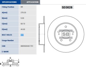 Диск тормозной NISSAN MAXIMA QX 95- задний D 278мм. SD3028 SD3028 SANGSIN
