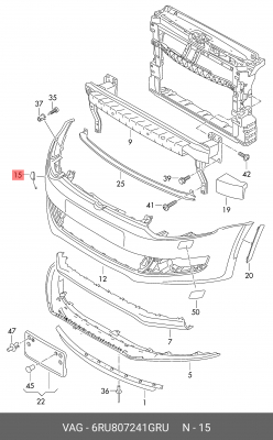 Крышка VW Polo крюка буксировочного OE 6RU 807 241 GRU VAG