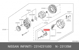 щетки генератора!\ Nissan 2314231U00 NISSAN