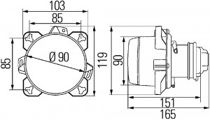 оптич.элемент фары!прав/лев ближн.света D=90 лампа H7OmnMB Actros/Atego,МАЗ 103/ 1BL008193-017 HELLA