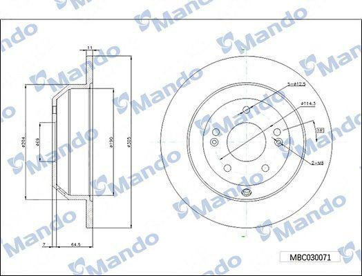 Диск тормозной HYUNDAI ix55 (07-) задний (1шт.) MANDO MBC030073 MANDO