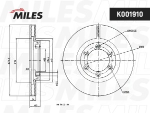 Диск тормозной SSANGYONG KORANDO 96-/MUSSO 96-/REXTON 2.9D 02- передний K001910 K001910 MILES
