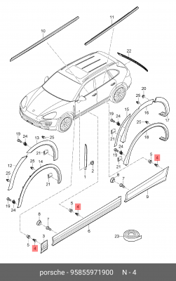 клипса!\ Porsche Cayenne 11-17 95855971900 PORSCHE