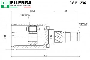 Шрус внутренний левый nissan x-trail t31 qashqai_i CV-P1236 CVP1236 PILENGA