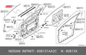 808131AA2C НАКЛЕЙКА РАМКИ ДВЕРИ ПЕРЕДНЕЙ ЛЕВОЙ 80813-1AA2C NISSAN