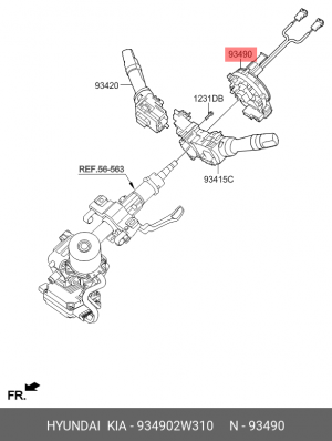 Кольцо HYUNDAI Santa Fe (15-) колеса рулевого контактное OE 934902W310 HYUNDAI KIA