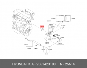 Прокладка корпуса термостата HYUNDAI ELANTRA 09-10/I30 HYUNDAI 08-10/SOUL 2 2561 2561423100 HYUNDAI KIA