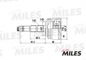 ШРУС наружный OPEL MERIVA 1.6 03- (с ABS) (GKN 304390) GA20362 GA20362 MILES