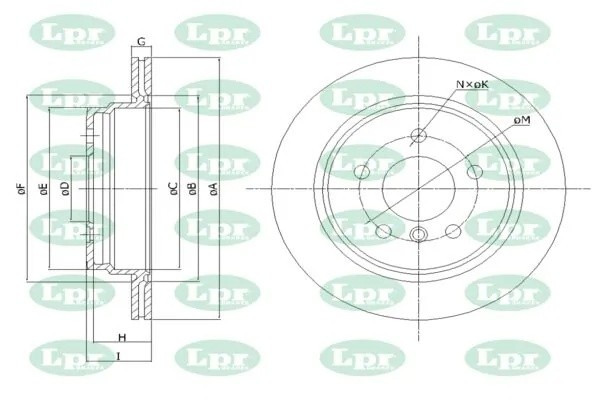 Диск тормозной задний BMW 1 E81, 3 E90, X1 E84 B2039V B2039V LPR