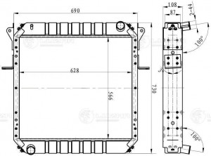 Радиатор охлаждения двигателя алюм. для а/м МАЗ 437030 Зубренок с двиг. Deitz/Cu LRC12371 LUZAR
