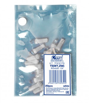 СВЕТОДИОДНАЯ ЛАМПА T5 W1.2W (W2X4.6D) 12V WHITE KT700075 KRAFT
