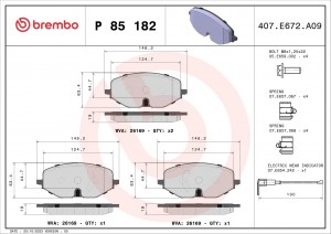 Колодки тормозные P85182 P85182 BREMBO