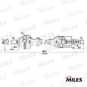 Привод в сборе левый CITROEN JUMPER/FIAT DUCATO/PEUGEOT BOXER 1.9-2.8 94-02 (ABS GC01148 MILES
