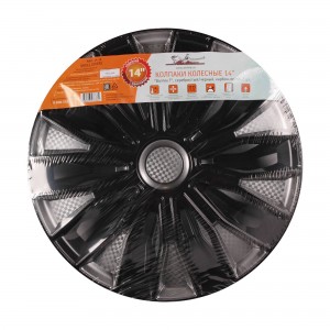 Колпаки колесные декоративные R14 серебро/черный/карбон "AIRLINE" Волтек Т (2 шт AWCC-14-18 AIRLINE