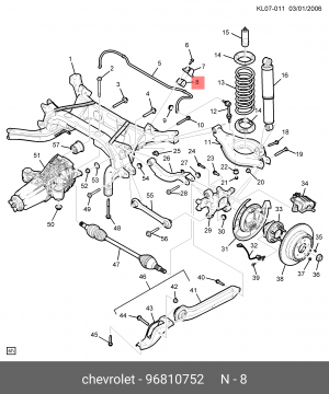 Втулка стабилизатора CHEVROLET Captiva (07-) заднего OE 96810752 GENERAL MOTORS