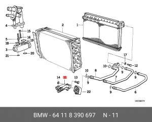 фланец соединительный отопителя!\ BMW E39 64 11 8 390 697 BMW